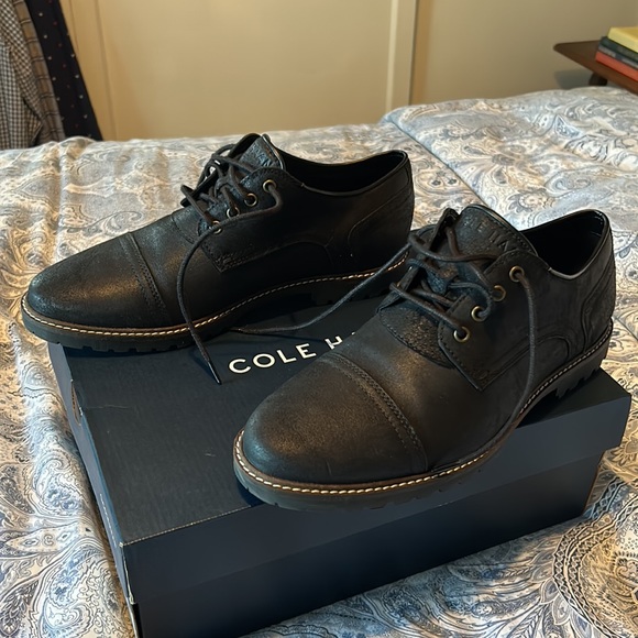 Cole Haan Black leather lace up Nathan Cap Oxford - Picture 3 of 7